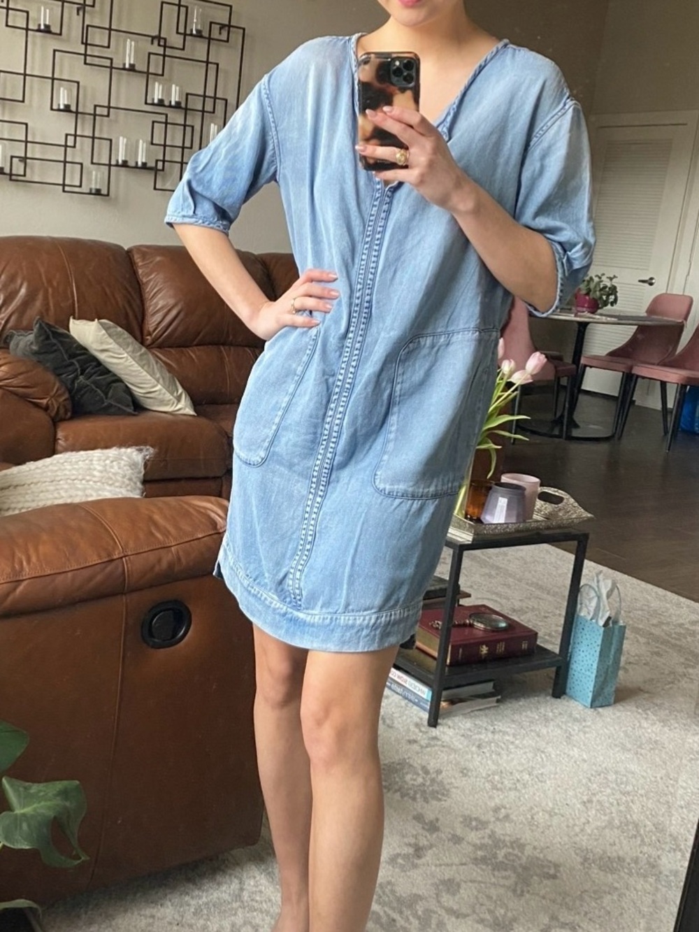 All Saints Light Blue Denim Casual Dress Small